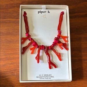 Piper.k Red Reconstituted Coral Statement Necklace